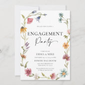 Boho Wildflower Verloving Kaart (Voorkant)