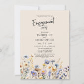 BOHO Wildflower Verlovingsfeest Elegant Beige Kaart (Voorkant)