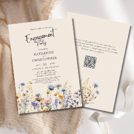 BOHO Wildflower Verlovingsfeest Elegant Beige Kaart