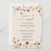 Boho Wildflower Verlovingsfeest Uitnodiging (Voorkant)