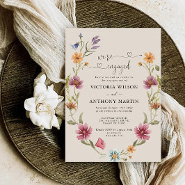 Boho Wildflower Verlovingsfeest Uitnodiging