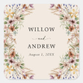  Boho Wildflower Vierkante Sticker (Voorkant)