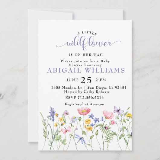 Boho Wildflower vlinder Baby shower Kaart (Voorkant)