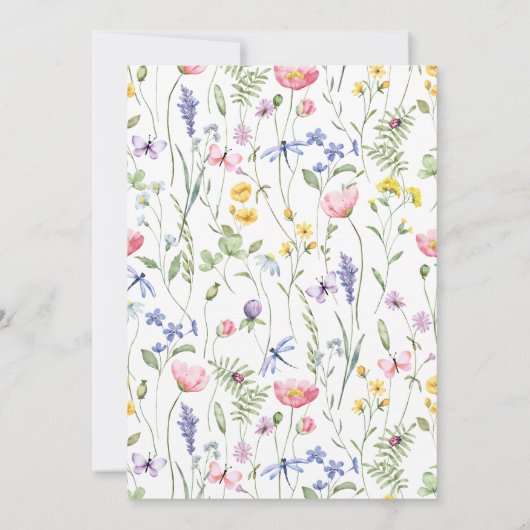 Boho Wildflower vlinder Baby shower Kaart (Achterkant)