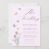 Boho Wildflower vlinder bruiloft Kaart (Voorkant)