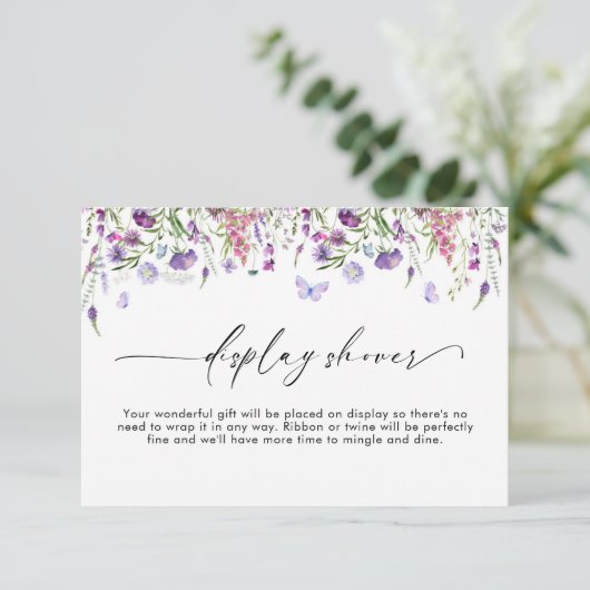 Boho Wildflower Vlinder Display Douche Informatiekaartje (Staand voorkant)