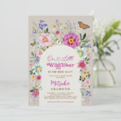 Boho Wildflower Vlinder Tuin Meisje Baby shower Kaart (Staand voorkant)
