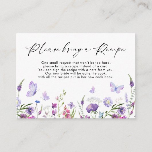 Boho Wildflower Vlinderrecept Aanvraag Kaart (Voorkant)