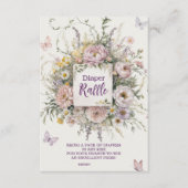 Boho Wildflower vlinders Diapper Raffle Informatiekaartje (Voorkant)