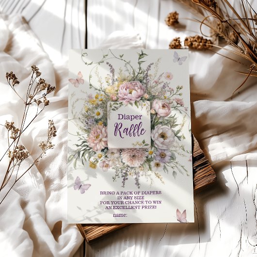 Boho Wildflower vlinders Diapper Raffle Informatiekaartje