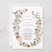 Boho Wildflower Vlindertuin Quinceañera Kaart (Voorkant)