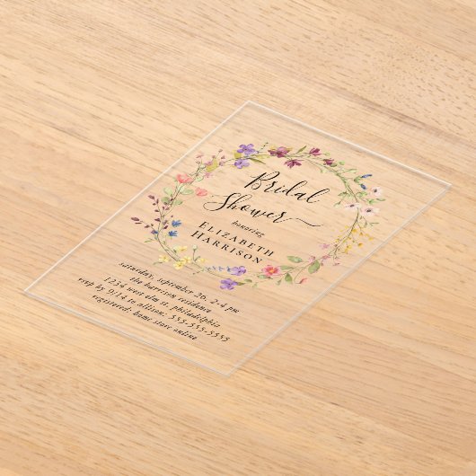 Boho Wildflower Vrijgezellenfeest Acryl Uitnodigingen (Laagn)