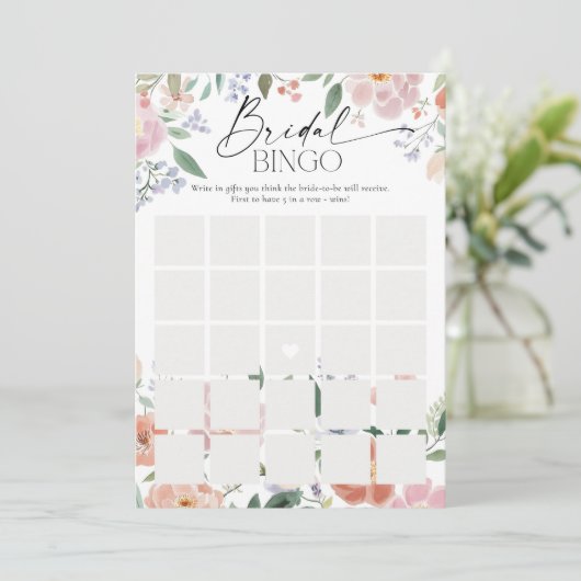 Boho Wildflower Vrijgezellenfeest Bingo spel Kaart (Staand voorkant)