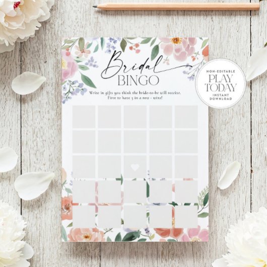 Boho Wildflower Vrijgezellenfeest Bingo spel Kaart