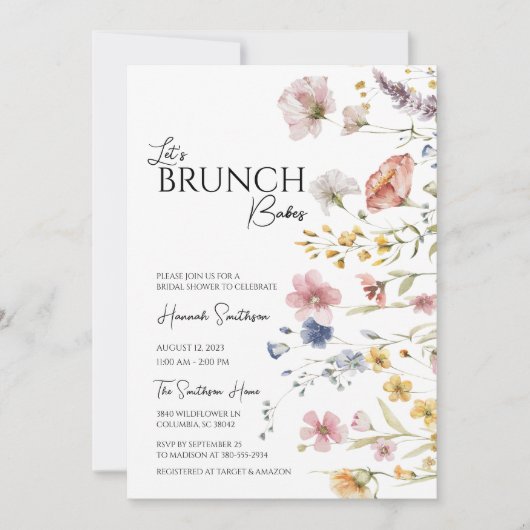 Boho Wildflower Vrijgezellenfeest Brunch Kaart (Voorkant)