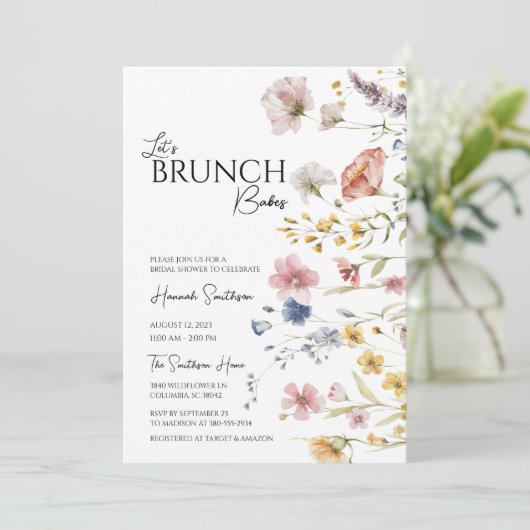 Boho Wildflower Vrijgezellenfeest Brunch Kaart (Staand voorkant)