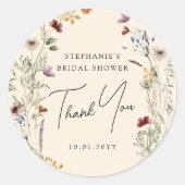 Boho Wildflower Vrijgezellenfeest Dank u Ronde Sticker (Voorkant)