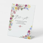 Boho Wildflower Vrijgezellenfeest Datum Nachtkruik Reclamebord Met Voetstuk (Voorkant)