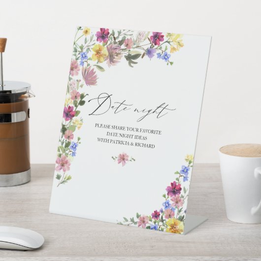 Boho Wildflower Vrijgezellenfeest Datum Nachtkruik Reclamebord Met Voetstuk (Insitu)