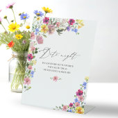 Boho Wildflower Vrijgezellenfeest Datum Nachtkruik Reclamebord Met Voetstuk