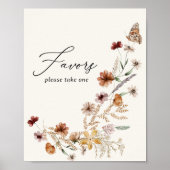 Boho Wildflower Vrijgezellenfeest Favorieten teken Poster (Voorkant)