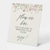 Boho Wildflower Vrijgezellenfeest Flower Bar Reclamebord Met Voetstuk (Voorkant)