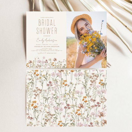 Boho Wildflower Vrijgezellenfeest Fotouitnodiging Kaart