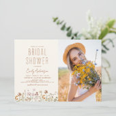 Boho Wildflower Vrijgezellenfeest Fotouitnodiging Kaart (Staand voorkant)