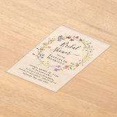 Boho Wildflower Vrijgezellenfeest Frosted Acryl Uitnodigingen (Laagn)