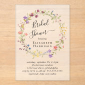 Boho Wildflower Vrijgezellenfeest Frosted Acryl Uitnodigingen (Voorkant)