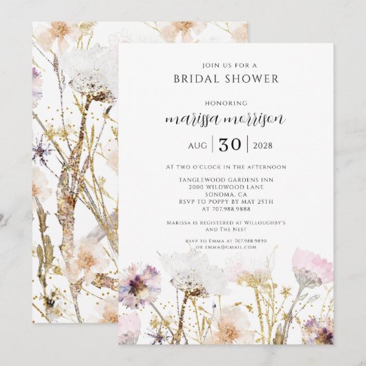 Boho Wildflower Vrijgezellenfeest Kaart (Voorkant / Achterkant)