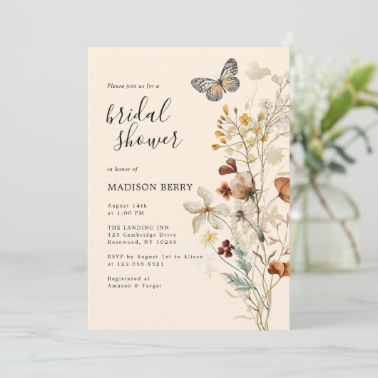 Boho Wildflower Vrijgezellenfeest Kaart (Staand voorkant)