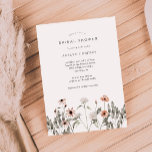 Boho Wildflower Vrijgezellenfeest Kaart<br><div class="desc">Whimsical bridal douche met waterverf illustratie van wilde bloemen in roze en wit. Ideaal voor een lente- of zomerfeest.</div>
