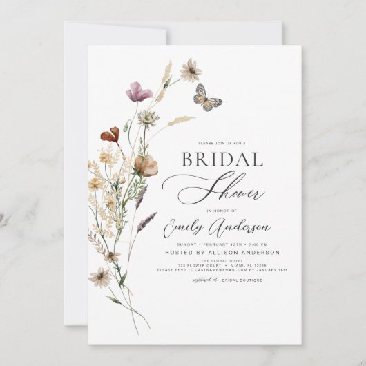 Boho Wildflower Vrijgezellenfeest Script Kaart (Voorkant)