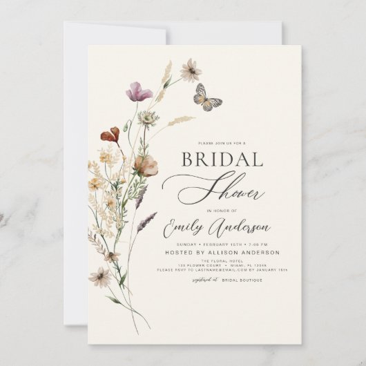 Boho Wildflower Vrijgezellenfeest Script Kaart (Voorkant)