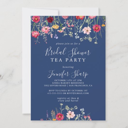 Boho Wildflower Vrijgezellenfeest Tea Party Kaart (Voorkant)