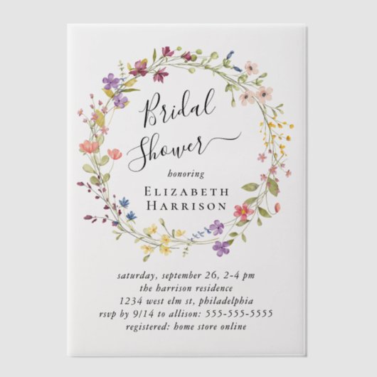 Boho Wildflower Vrijgezellenfeest Vellum Uitnodigingen (Voorkant)