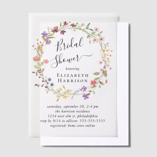 Boho Wildflower Vrijgezellenfeest Vellum Uitnodigingen (Offset)