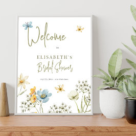 Boho wildflower vrijgezellenfeest welkomstbord poster