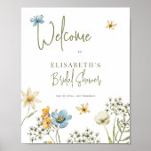Boho wildflower vrijgezellenfeest welkomstbord poster (Voorkant)
