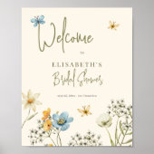 Boho wildflower vrijgezellenfeest welkomstbord poster (Voorkant)