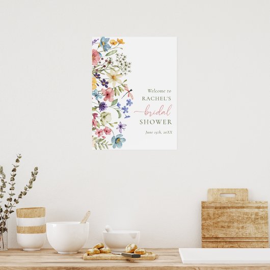 Boho Wildflower Vrijgezellenfeest Welkomstteken Poster (Keuken)