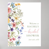 Boho Wildflower Vrijgezellenfeest Welkomstteken Poster (Voorkant)