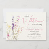 Boho Wildflower Watercolor Baby Girl Shower Kaart (Voorkant)