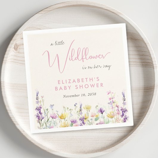 Boho Wildflower Watercolor Baby Shower Servet