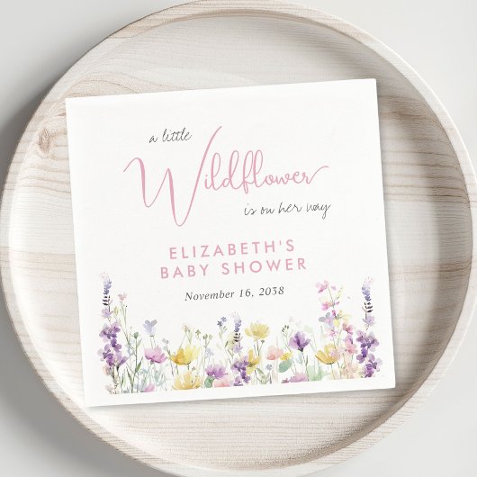 Boho Wildflower Watercolor Baby Shower Servet