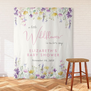 Boho Wildflower Watercolor Baby Shower Welkom Wandkleed