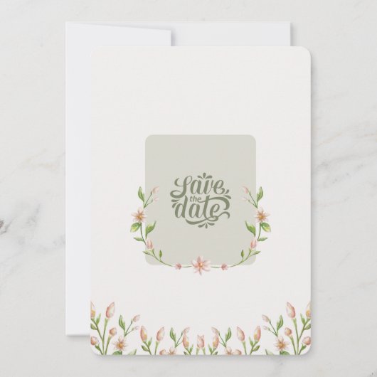 Boho Wildflower Watercolor Botanical Sage Wedding Kaart (Achterkant)