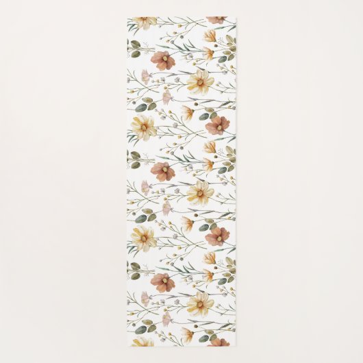 Boho Wildflower Watercolor Custom Name Yogamat (Achterkant)