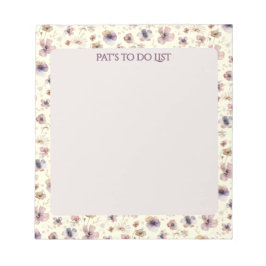 Boho Wildflower Watercolor Named Cream Blush Notitieblok